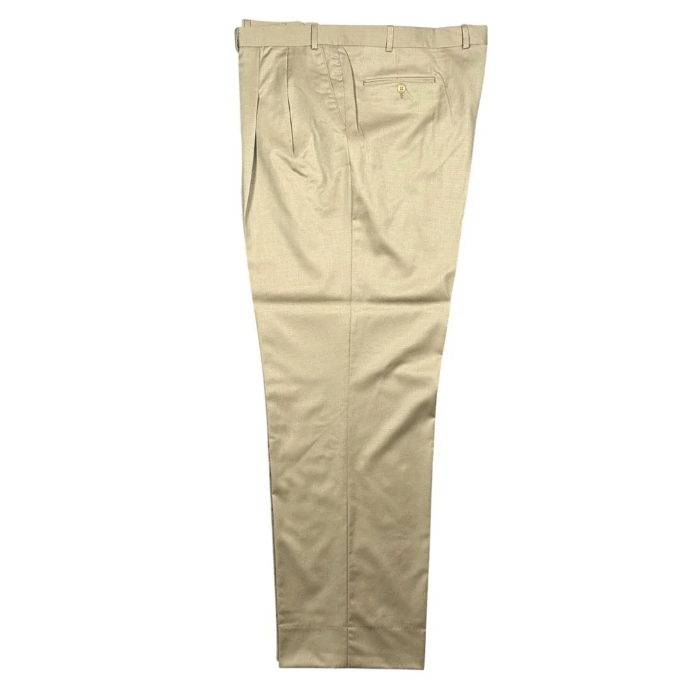 Carlo‎ Mandrone Dress Pants Mens 44L Tan Pleated Made in Canada Trousers